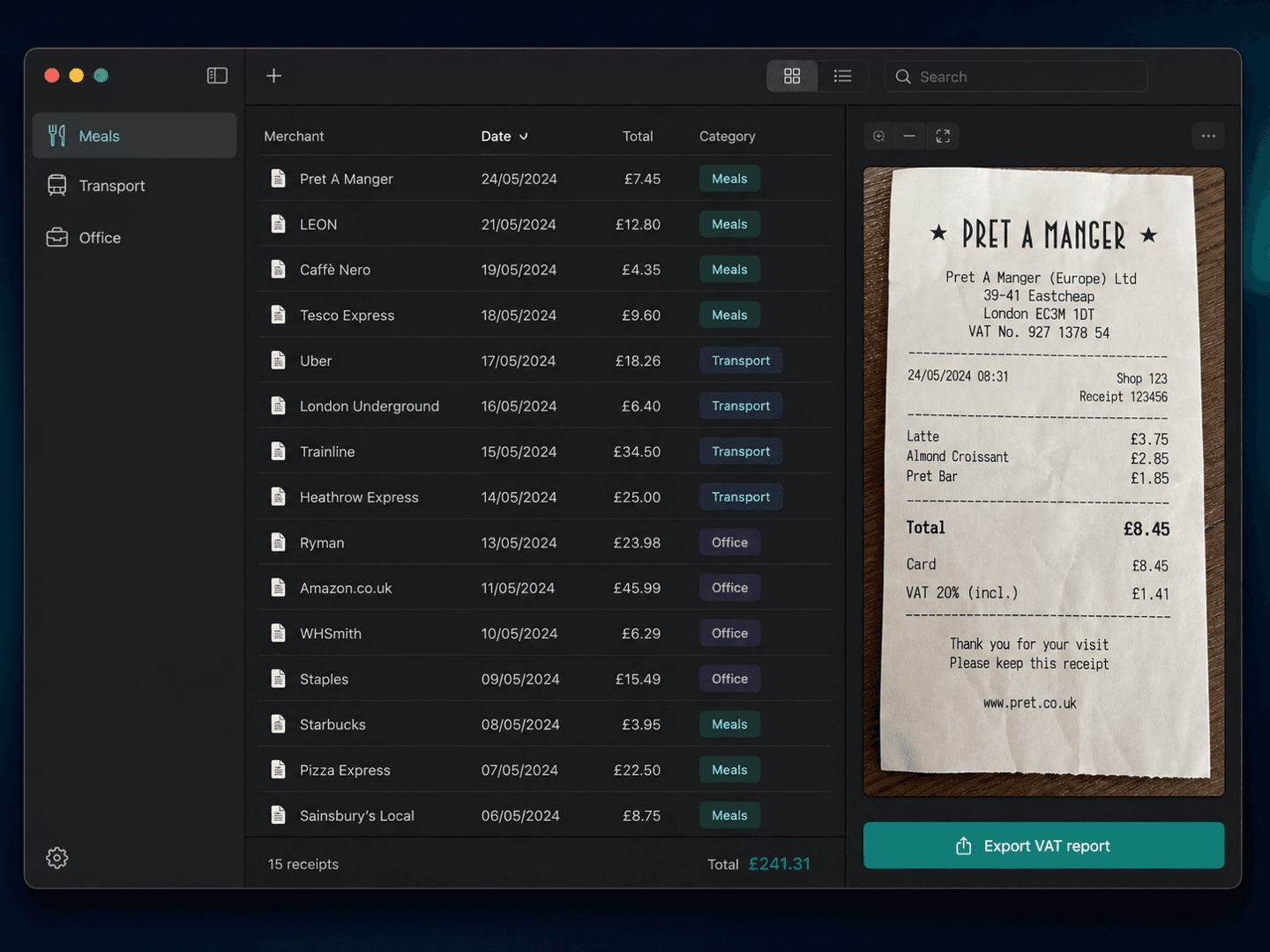Receipt VAT Scanner preview